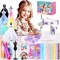 Mini Sewing Machine for Beginners - 240 Pieces Fashion Designer Kit with Portable Sewing Machine for Girls, DIY Doll Clothes Making Kit with 2 Mannequins, Creativity Gift Toy for Kids